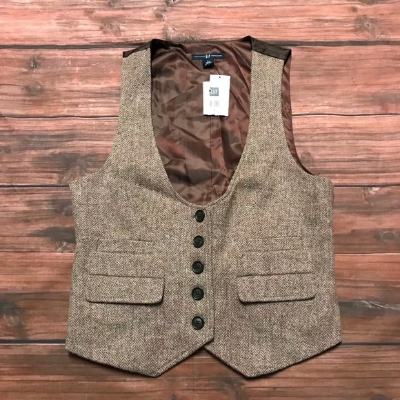GAP Tops - Gap Womens Button Down Vest Size Small Herringbone